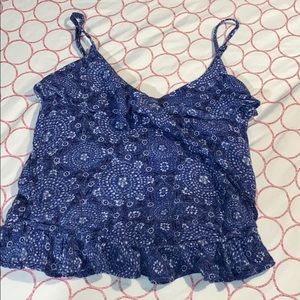 XS woman’s blue and white cropped tank top
